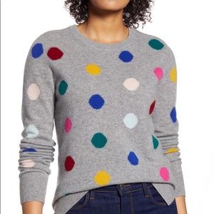 Halogen 100% Cashmere Sweater - Gray w/ Multi Dots